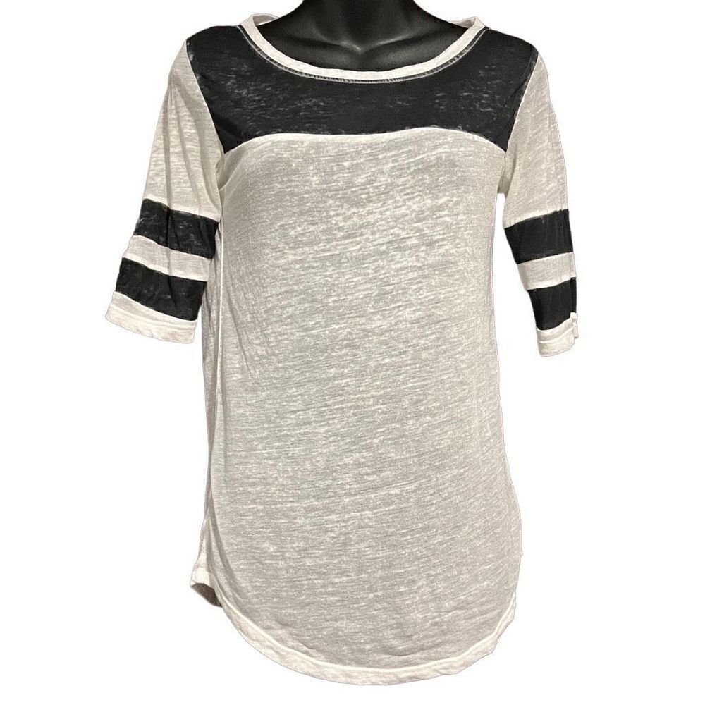 SO Black & White Jersey Style Sheer T-Shirt Women’s XS